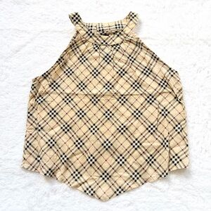 Burberry Baby Girl Nova Check Holder neck Tops 2T 24m Toddler Kids Beige Plaid